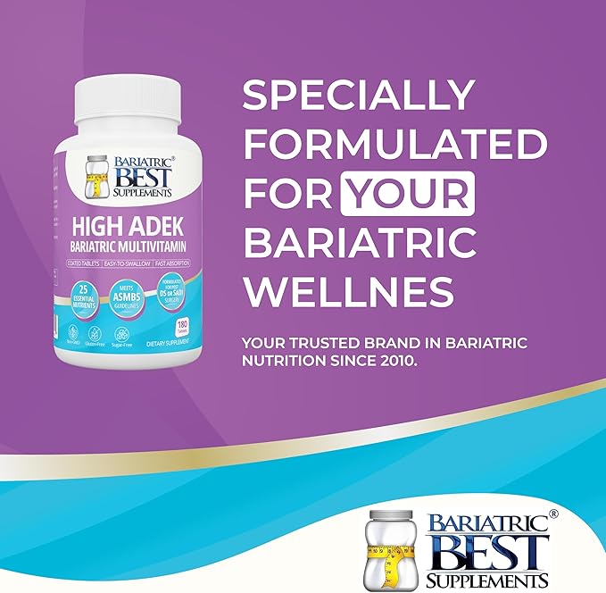 High A D E K Bariatric Multivitamin for Post DS/SADI Surgery 25 Essential Nutrients for Post-Weight Loss Surgery 180 Tablets Meets ASMBS Guidelines for Bariatric Bypass