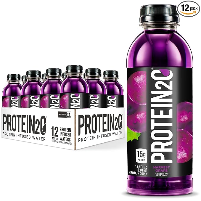 Protein2o 15g Whey Protein Isolate Infused Water Ready To Drink Sugar Free Gluten Free Lactose Free Harvest Grape 16.9 oz Bottle (Pack of 12)