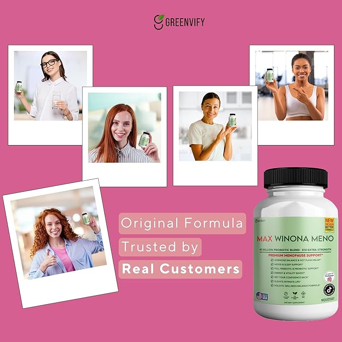 Winona Max Premium Menopause Support 40 Billion CFU Probiotic 90 Capsules Hormone Balance and Hot Flash Relief (1)