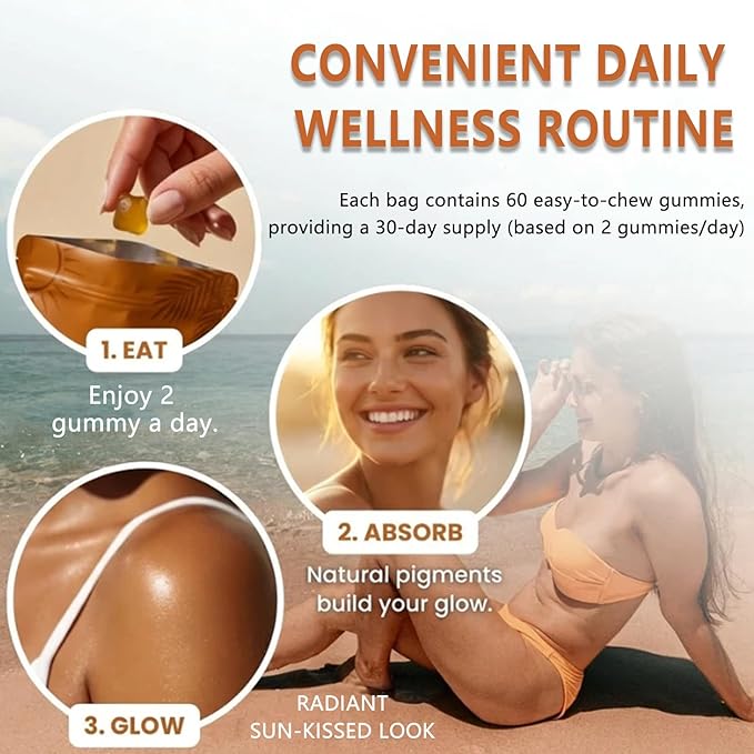 Savanna Skin Tanning Gummies– Premium Astaxanthin &amp Lycopene Formula – Hydration for Natural Looking Glow Bronzing– Watermelon Flavored Vegan Sugar Free – 60 Count