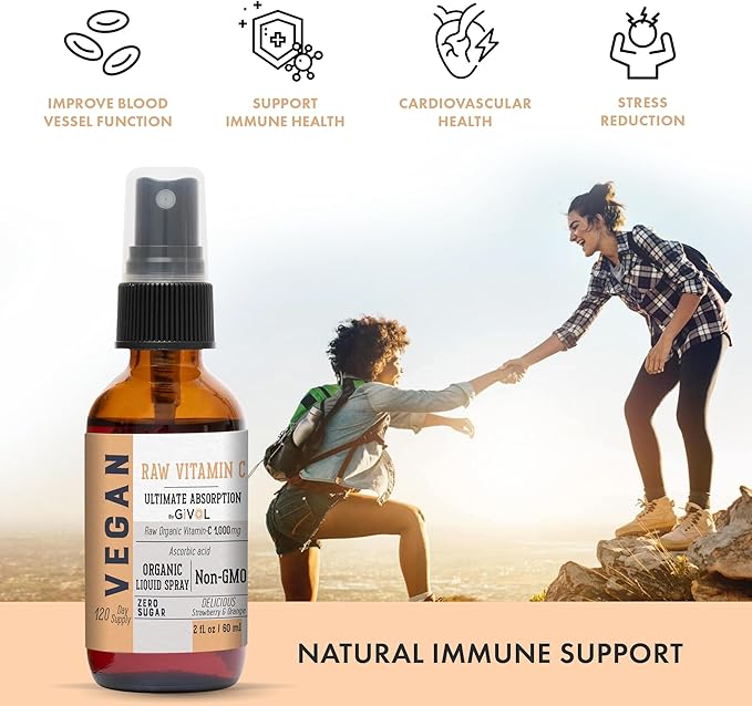 Vitamin D3+K2 Liquid Drops (MK4 &amp MK7) Organic Fractionated Coconut Oil and Vitamin C Extra Strength Spray Mist: Daily Absorption Liquid Extract Essential Protein Support Optimizes Wellness Bene