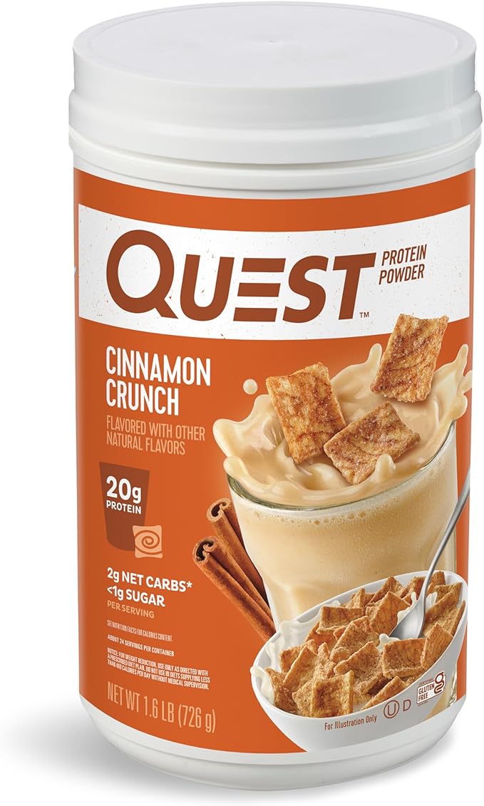 Quest Cinnamon Crunch 20g &amp Chocolate Milkshake 22g Protein Powders 2g Net Carbs 1g Sugar Gluten Free 1.6lb Each