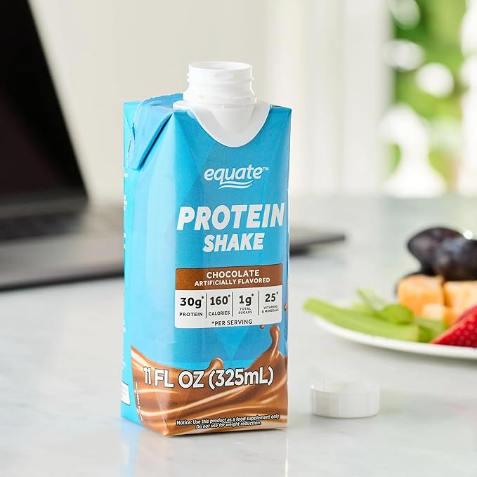 Equate Easy-to-drink shakes Meal Replacement 30g Protein Low Sugar Gluten Free Lactose Free Nutritional Shake Ready to Drink for Workout Recovery and Muscle Gain 11 oz