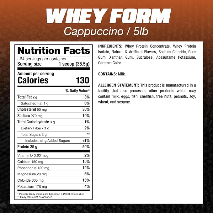 DRAGON PHARMA WheyPhorm Whey Protein Blend Fast Absorption Gluten Free Premium Whey Protein Matrix Maximize Recovery Great Tasting 25 Grams of Protein (5lb Cappuccino)