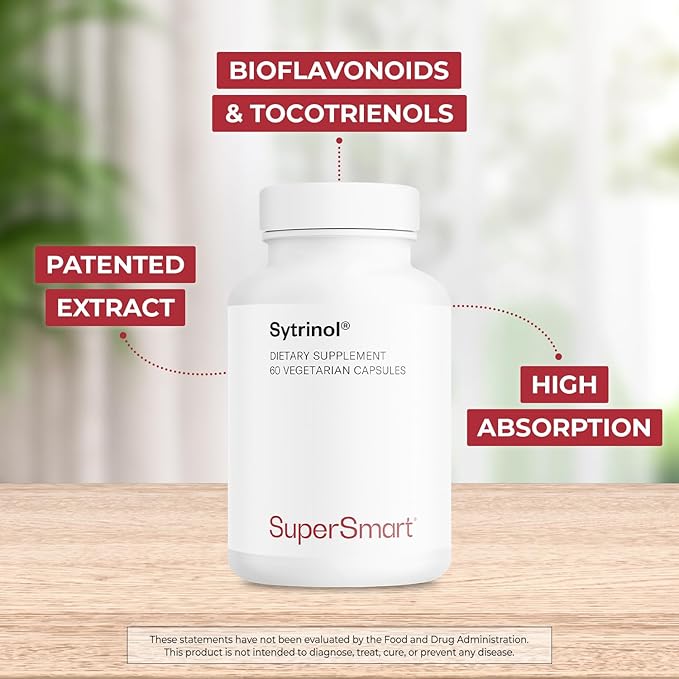 Supersmart - Sytrinol Supplement 300mg per Day (High Absorption) - Citrus Bioflavonoids &amp Tocotrienols Complex - Palm Fruit Extract | Gluten Free - 60 Softgels