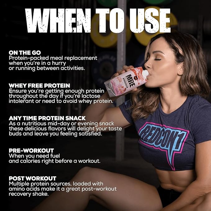 REDCON1 MRE Ready to Drink Protein Shakes Vanilla Milkshake - Protein Drinks with Whole Food Sources - Sugar Free RTD Shake Formulated to Fuel Athletes at Any Time (12 Pack)