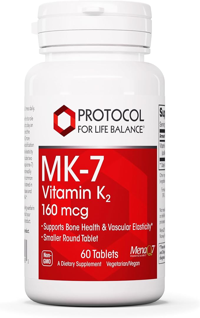 PROTOCOL FOR LIFE BALANCE MK-7 Vitamin K2 160mcg - VIT K Supplement - MK-7 Vitamin K2 Life Balance - Support Bone Health &amp Vascular Elasticity - Non-GMO &amp Vegan - 60 Tablets