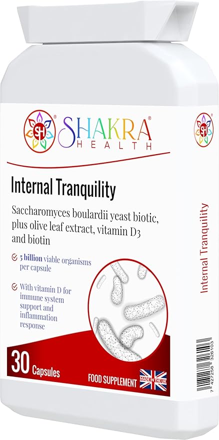Internal Tranquility Saccharomyces Boulardii Probiotic Yeast Support 30 Capsules for Immunity Inflammation &amp Mucous Membrane. for Healthy Gut Blood Calcium Bones Muscle Teeth &amp Organs