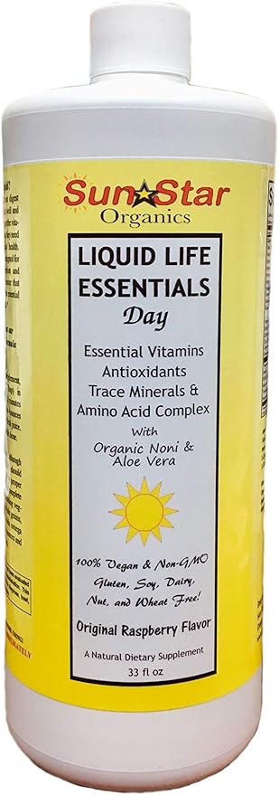 Liquid Day Multivitamin with Noni &amp Aloe Vera sweetened with Agave Nectar 33 fl oz - Essential A B C E &amp D Vitamins Antioxidants Trace Minerals &amp Amino Acid Complex