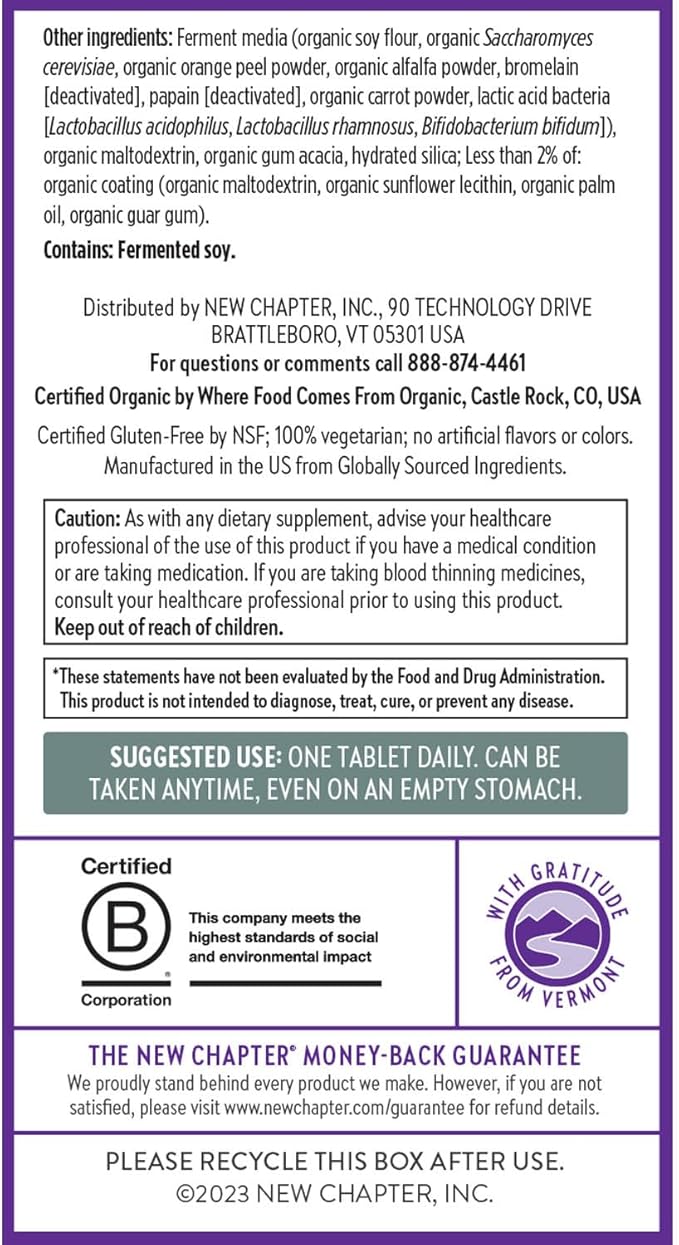 New Chapter Men’s Multivitamin 40+ Extra B6 &amp B12 D3 Vitamin C &amp Zinc Immune Heart Cellular Energy and Brain Health Gentle on The Stomach One Daily Non-GMO Gluten-Free 48 Tablets