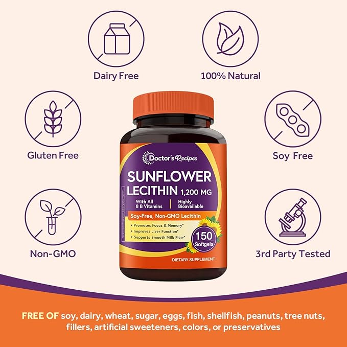 Doctor's Recipes CoQ10 200mg &amp Sunflower Lecithin 1200 mg