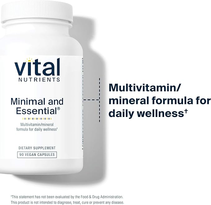 Vital Nutrients Minimal and Essential Multivitamin - Vegetarian One per Day Multi Vitamin Mineral &amp Antioxidant Supplement* - Iron-Free - Gluten Dairy Soy Free - Non-GMO - 90 Capsules