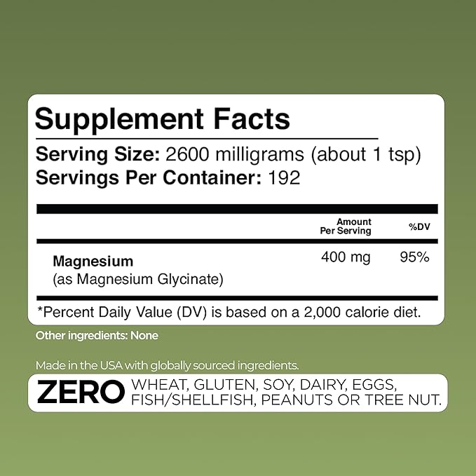 Gade Nutrition Pure Magnesium Glycinate Powder| Non-GMO Gluten-Free Filler Free Highly Absorbable | USA Made