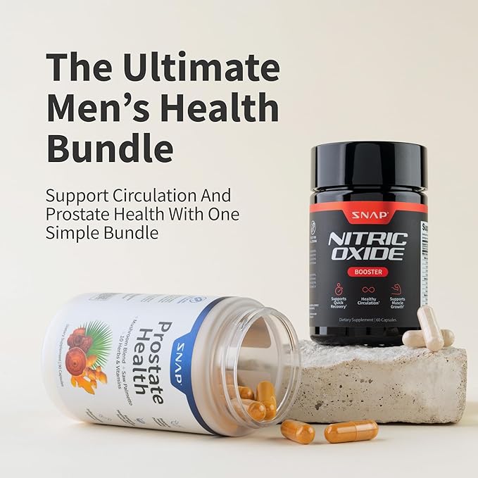 Snap Supplements Prostate Health &amp Nitric Oxide Supplement Bundle for Men 90 + 60 Vegetarian Capsules (1 Month Supply)