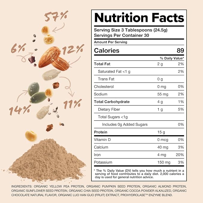Complement Organic Vegan Protein Powder Bundle – Unflavored &amp Chocolate (30 Servings Each) | Low Carb Low Calorie Sugar Free Soy Free Non-GMO Gluten Free | 15g Plant-Based Protein Per Serving