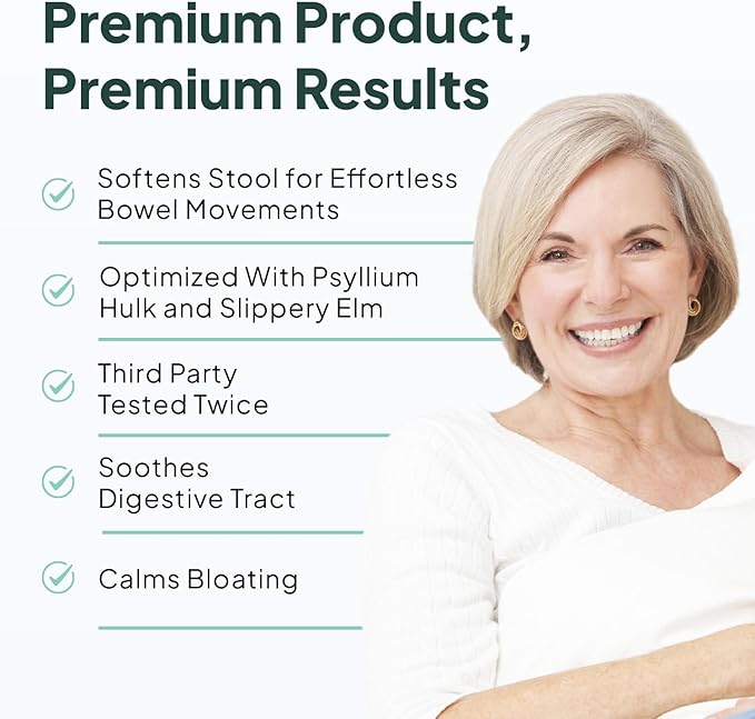 Organics Ocean Better Fiber - Daily Fiber Supplement - Soften Stool for Effortless Bowel Movements - with Psyllium Hulk and Slippery Elm - 6 Bottles