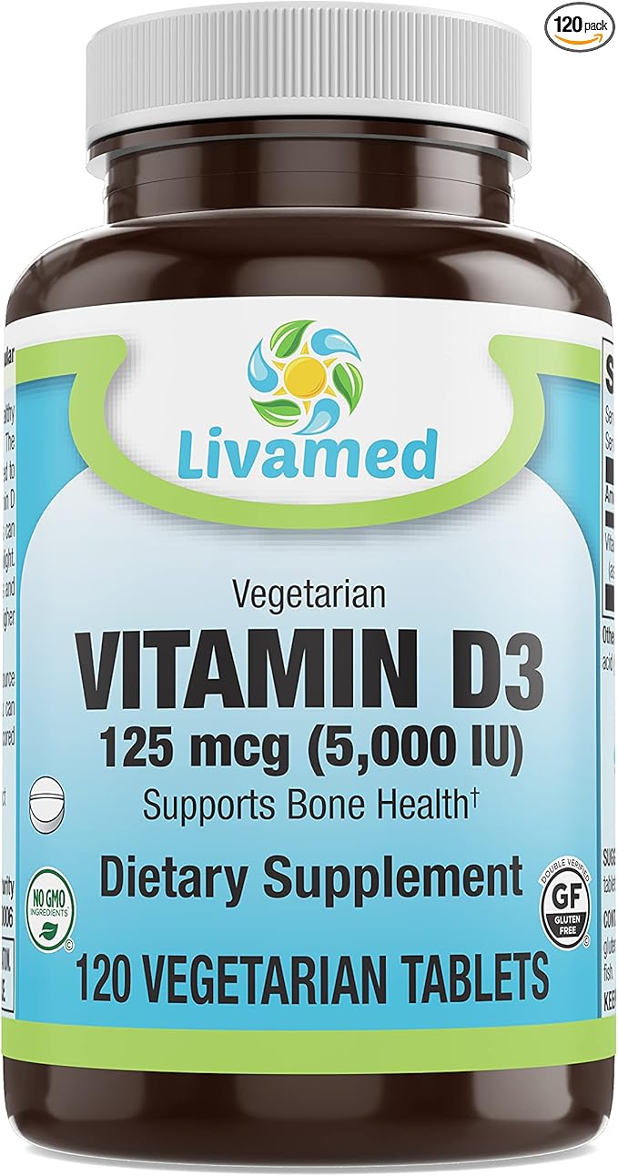 Livamed - Vitamin D3 5000 IU Veg Tabs 120 Count