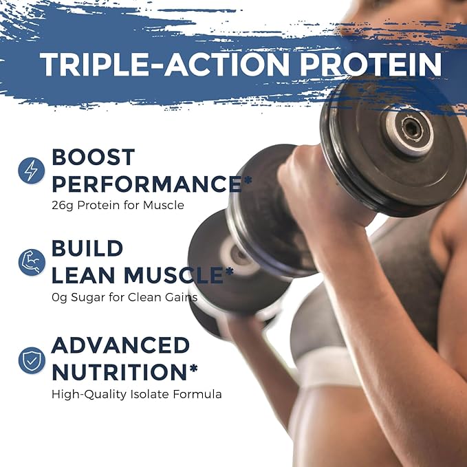 NATURE TARGET Whey Protein Powder - 100% Whey Isolate Protein Powder Vanilla 26G Protein 0 Sugar for Women &amp Men 1.1LB