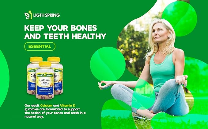 Calcium Plus Vitamin D Adult Gummies 500 mcg 1000 IU Assorted Flavors 100 Ct Bundle with Exclusive Vitamins &amp Minerals - A to Z - Better Ligth&ampSpring Guide (2 Items)