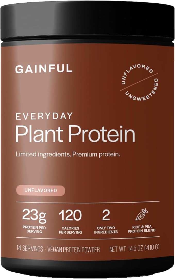 Gainful Everyday Plant Protein Powder 23g Plant Protein per Serving Unflavored Supports Strength Recovery and Balanced Nutrition Vegan Gut Friendly No Artificial Ingredients 14 Servings