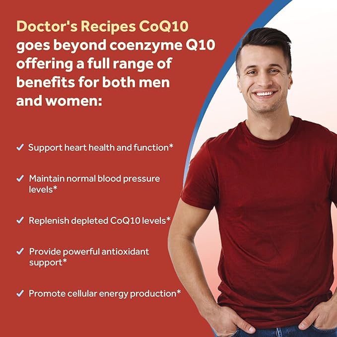 Doctor's Recipes CoQ10 200mg Softgels &amp Vitamin D3 K2 Softgels Bundle Coq10 240ct for Heart Heath Vitamin D3 K2 120ct for Immune and Bone Health Support