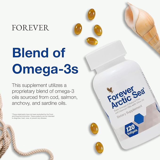 Forever Living - Arctic Sea Omega-3 - Supplement EPA and DHA Fatty Acid Blend Supports Heart Brain and Eye Health Gluten-Free 120 Softgels