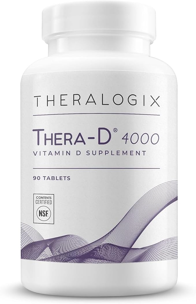 Theralogix Thera-D 4000 Vitamin D Supplement - 4000 IU (100 mcg) Vitamin D3 Tablets - 90-Day Supply - Immune Support Supplement for Women &amp Men - Aids Bone &amp Heart Health - NSF Certified - 90