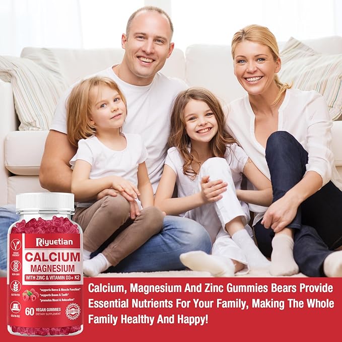Calcium Gummies + Magnesium &amp Zinc with Vitamin D3 &amp K2 High Absorption Calcium Supplement for Bone Teeth &amp Immune Support Non GMO Vegan 120 Count