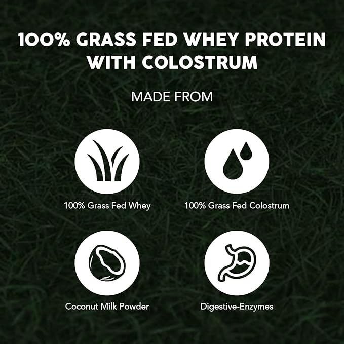 Paleovalley 100% Grassfed Whey Protein Powder with Colostrum 30 Serving - Vanilla 13g Protein Muscle Building Immune Support Gut Health