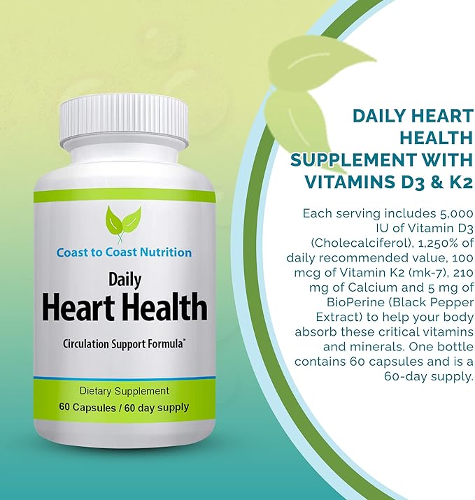 Vitamin D3 K2 Supplement - Supports Bone Immune Circulatory - 100 mcg Vitamin K2125 mcg Vitamin D3 210 mg Calcium K2 D3 Vitamin Supplement Circulation Blood Flow Artery - 60 Caps Made in USA