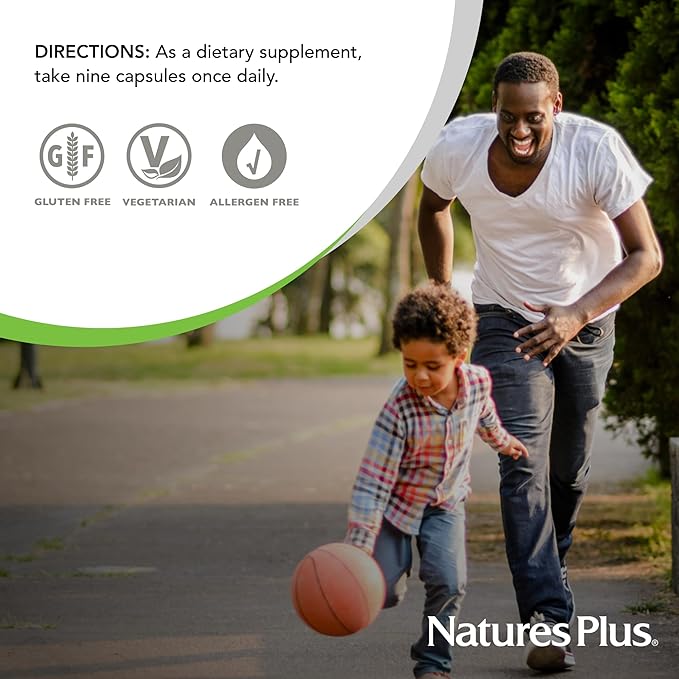 NaturesPlus Source of Life GOLD Multivitamin - 90 Vegetarian Capsules - With Vitamins D3 B12 K2 &amp More Than 120 Whole Foods - Blood Bone &amp Immune Support - Gluten Free - 10 Servings