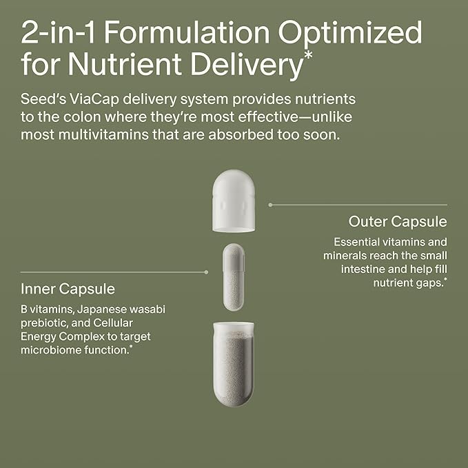 Seed DM-02 Daily Multivitamin - 100% DV Essential Vitamins and Minerals for Women &amp Men - Helps Fill Daily Nutrient Gaps - Immune Bone Hair Skin &amp Nails Health - Vegan - 30 Capsules (30-Day