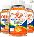 (3 Pack) Magnesium L-threonate Gummies 1000mg for Kids &amp Adults High Absorption Magnesium Threonate with L - Theanine Vitamin D3 &amp B6 for Muscle Nervous System Sugar-Free Orange Flavor