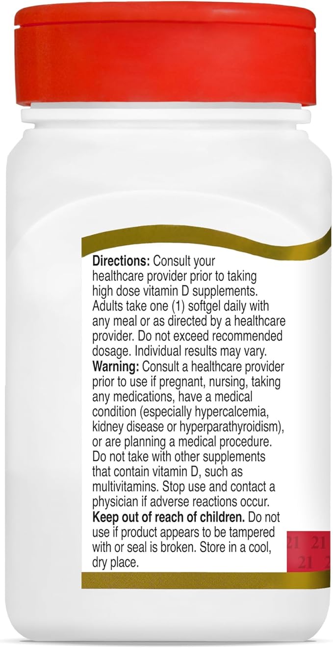 21st Century Healthcare Vitamin D3 125 mcg (5000 IU) Rapid Release Softgels 110 Count (Pack of 2)