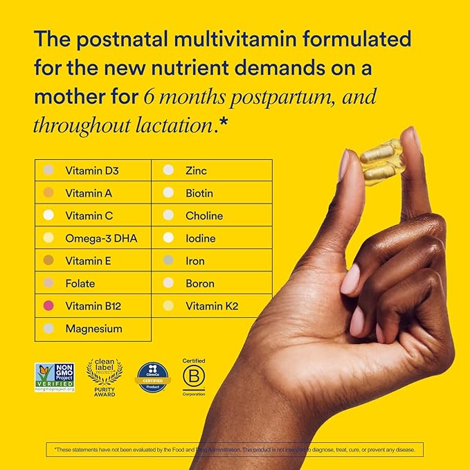 Ritual Essential for Women Postnatal Multivitamin - Postpartum Vitamin - Omega-3 DHA &amp Choline for Lactation Support Vitamin A C D3 &amp Zinc for Immune Function Support* B12 Iodine Biotin