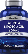 Piping Rock Alpha Lipoic Acid 600mg | 180 Capsules | Plus Biotin Optimizer | ALA Supplement | Non-GMO Gluten Free