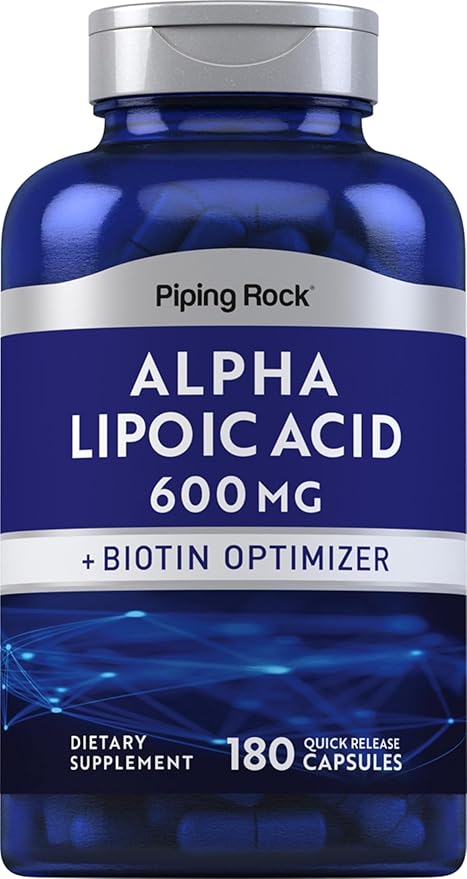 Piping Rock Alpha Lipoic Acid 600mg | 180 Capsules | Plus Biotin Optimizer | ALA Supplement | Non-GMO Gluten Free