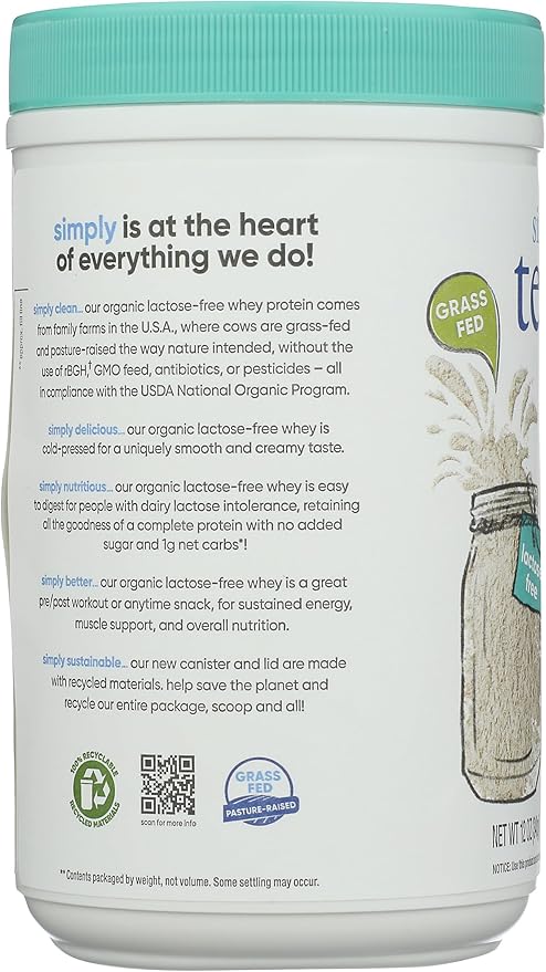 Simply Tera's Whey Protein Plain Lactose Free Organic 12 Ounce