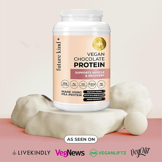 Future Kind Vegan Protein Powder Chocolate Pea Plant Protein for Lean Muscle with Iron &amp Fiber Whey-Free Sugar-Free Soy-Free Non-Dairy (34 Servings)