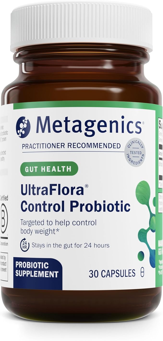 Metagenics Vitamin D3 10000 + K (60 Softgels) &amp UltraFlora Control Probiotic (30 Servings) - Supports Bone &amp Heart Health - Aids Healthy Body Composition