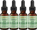 LOVITA 4 Bottles Value Pack Bee Propolis Liquid Extract 500mg 5:1 Resin Drops with 18% Bioflavonoids Alcohol-Free Antioxidant Immune Support &amp Throat Soothing
