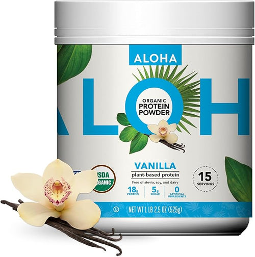 ALOHA Organic Plant Based Protein Powder Bundle Vanilla 19.6 oz &amp Chocolate 19.6 oz 15 Servings Each