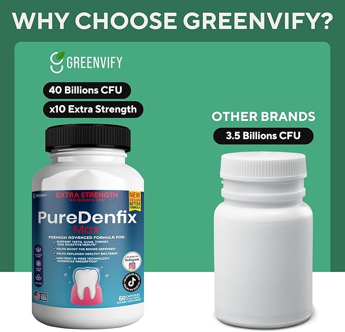 – Extra Strength Probiotic Supplement with 40 Billion CFU – Supports Teeth Gums Ear Nose Throat &amp Digestive Health – 60 Capsules (1)