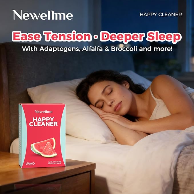 NEWELLME Happy Cleaner Digestive Supplement Powder Gut Health Drink Mix with Probiotics Digestive Enzymes &amp Fiber Supports Digestion and Bloating Watermelon Flavor 28 Sachets (2 Boxes)
