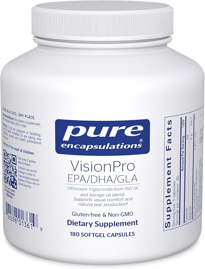 Pure Encapsulations VisionPro EPA/DHA/GLA | Supports Natural Tear Production and Retention of Eye Moisture* | 180 Softgel Capsules