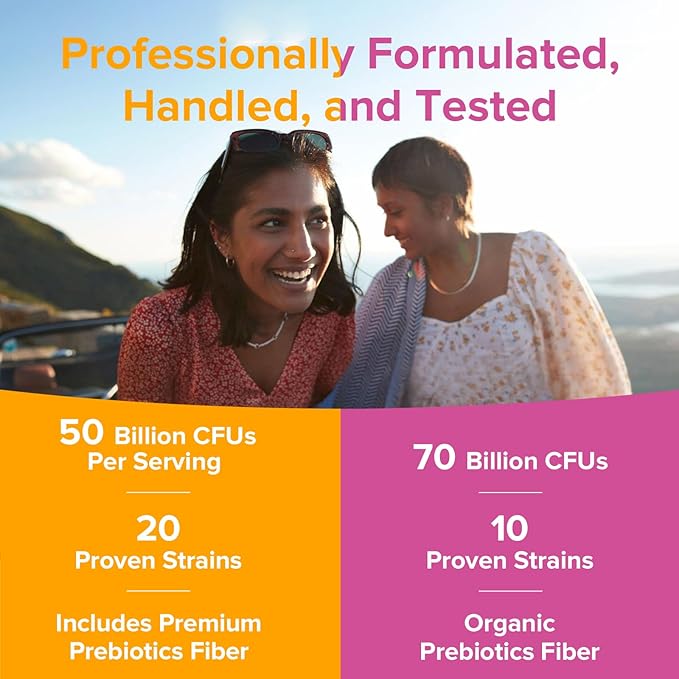 NewRhythm Gut &amp Feminine Health Bundle Probiotics 50 Billion CFU &amp Women's Probiotics 70 Billion CFU Daily Gut Health &amp Feminine Care 90 Capsules Total (Pack of 2)