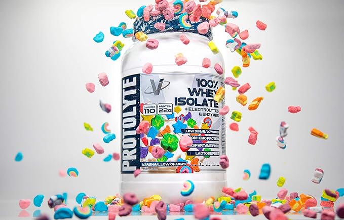VMI Sports | ProtoLyte Whey Isolate Protein Powder | Low Calorie Whey for Weight Loss and Muscle Gain | Digestive Enzymes | Non-GMO (1.6 lb Marshmallow Charms)