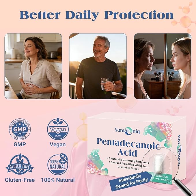 Pentadecanoic Acid Supplement | 300mg C15:0 Formula | High-Altitude Grass-Fed Sheep Milk Source | Blister-Sealed Capsules (2 Pack)