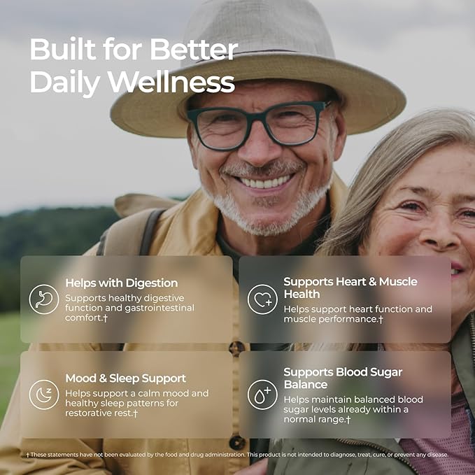 Livingood Daily Magnesium Supplement with Magnesium Glycinate Citrate Malate Oxide Aspartate Amino Acid Complex and Chicory Root for Heart Health Sleep and Muscle Support 300mg 60 Capsules