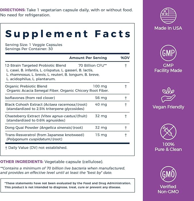 NewRhythm Women's Premium Bundle: Vaginal Health with P-5-P &amp Vitamin C + Menopause Relief with Botanicals 18 Strains 90 Capsules